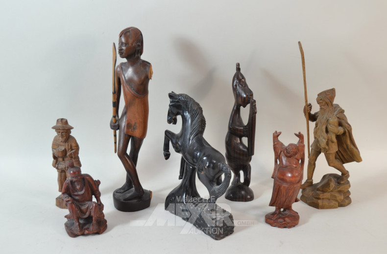 15 versch. Holzschnitz-Figuren:
