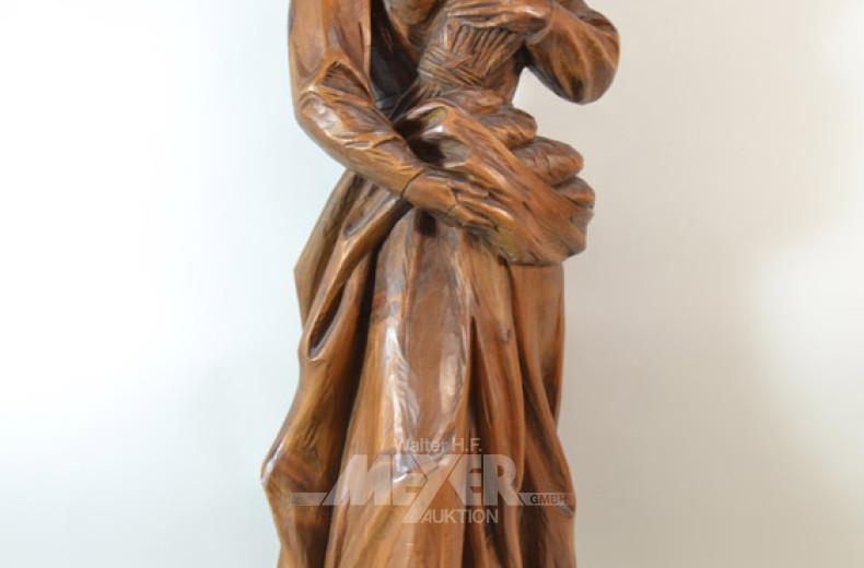 große Holzschnitz- Figur ''Bäuerin'',