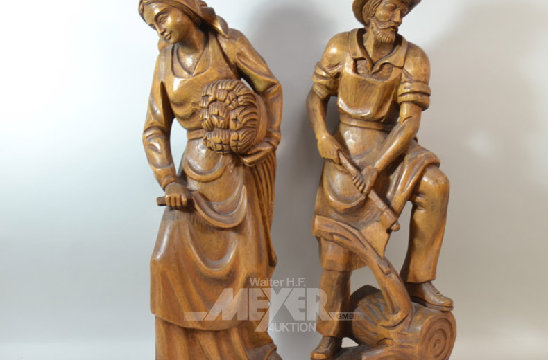 Paar Holzschnitz-Figuren ''Landwirte''