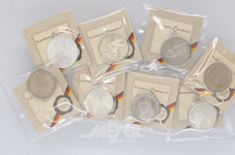 17 Gedenkmünzen á 5,-- DM