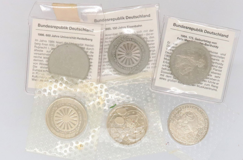 17 Gedenkmünzen á 5,-- DM