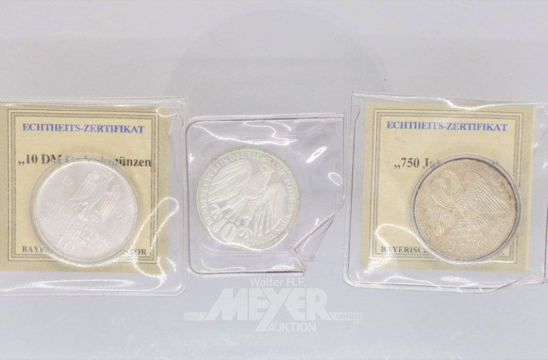 11 Münzen á 10,-- DM