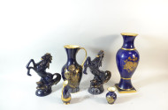 6 teile Porzellan:4 Vasen, 2 Pferdefiguren