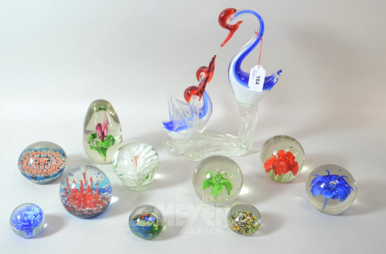 Posten div. Glasdekorationen