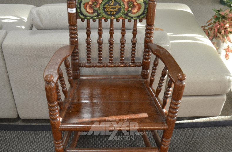 antiker Hochzeitsstuhl mit Armlehnen,