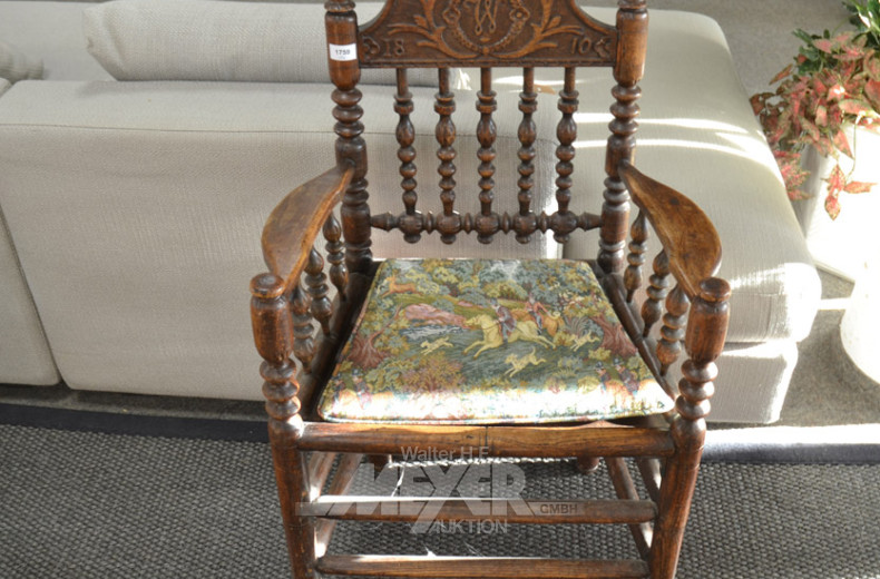 antiker Hochzeitsstuhl, datiert 1810,