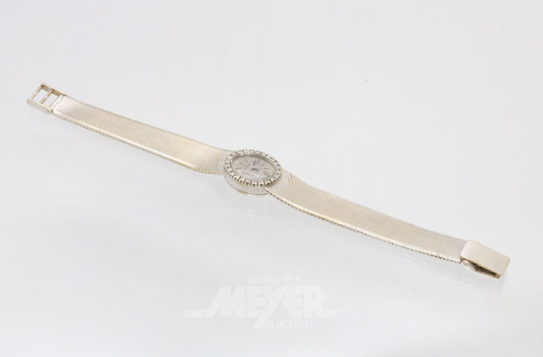 kl. Damenarmbanduhr, 750er WG rhodiniert