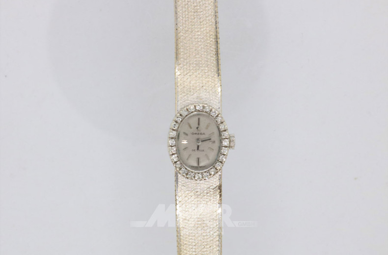 kl. Damenarmbanduhr, 750er WG rhodiniert