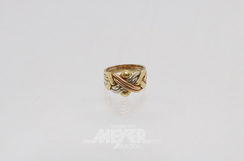 Damenring, 585er GG/WG/RG, ca 9 g.,