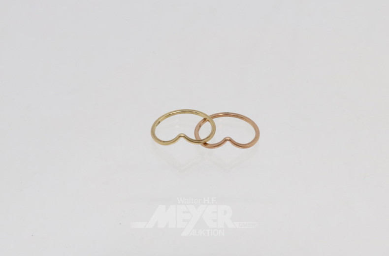 kl. Damenring, 2-tlg., 333er GG/RG