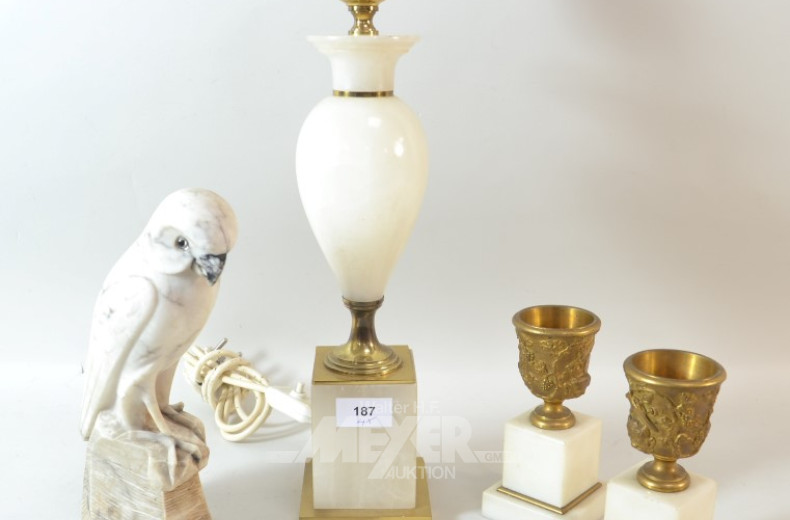 4 Teile Hausrat: Dekofigur Eule, bestoßen