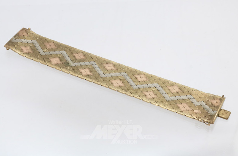 breites Armband, 333er GG, ca. 57 g.,