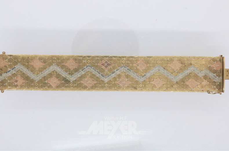 breites Armband, 333er GG, ca. 57 g.,