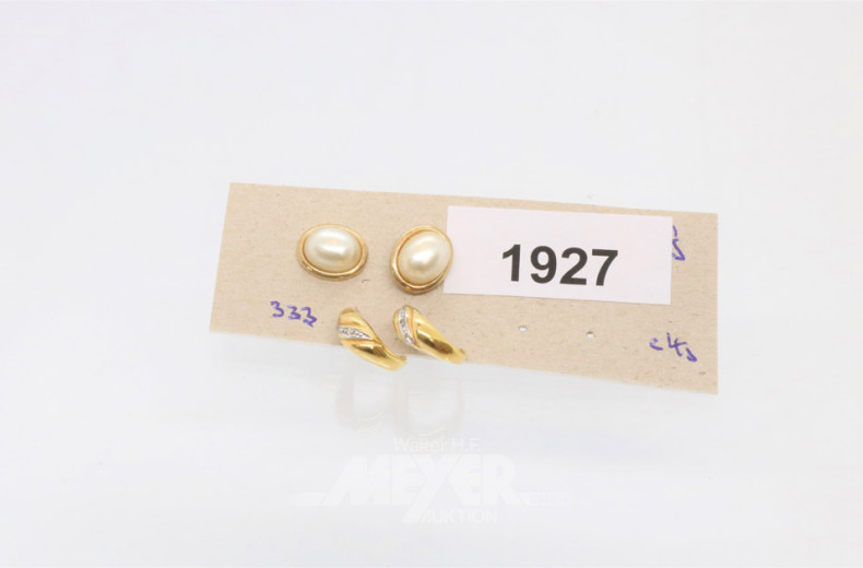 3 Paar Ohrstecker, 333er GG, ca. 4 g.,