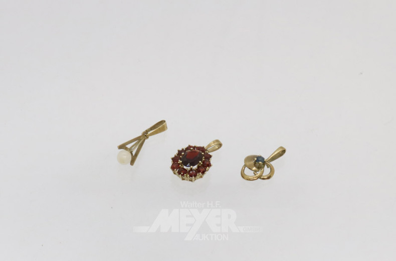 3 Kettenanhänger, 333er GG, ca. 3 g.,