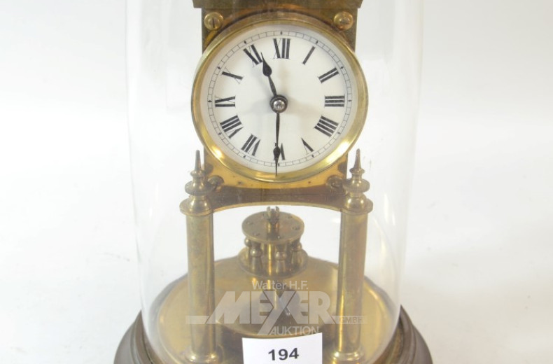 Kaminuhr mit Glassturz, Höhe: 28 cm