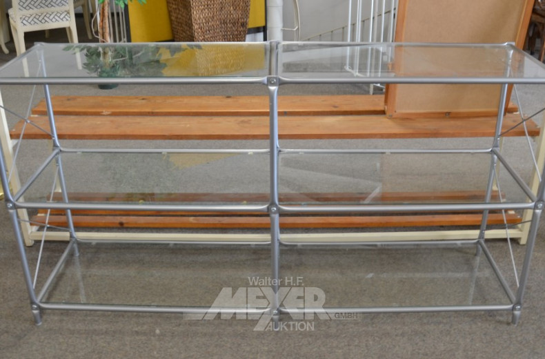 Aktenregal, Metallgestell mit Glasböden