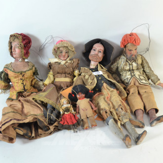 4 versch. antike Marionetten,