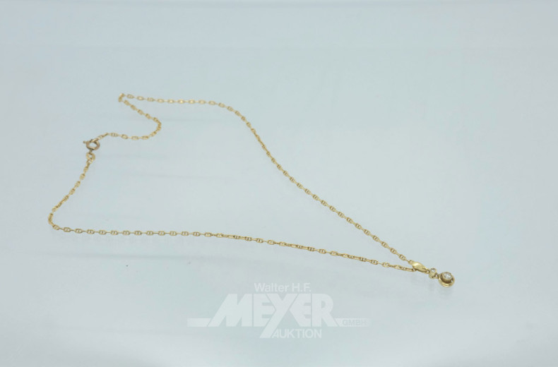 Kette mit Anhänger, 585er GG, besetzt