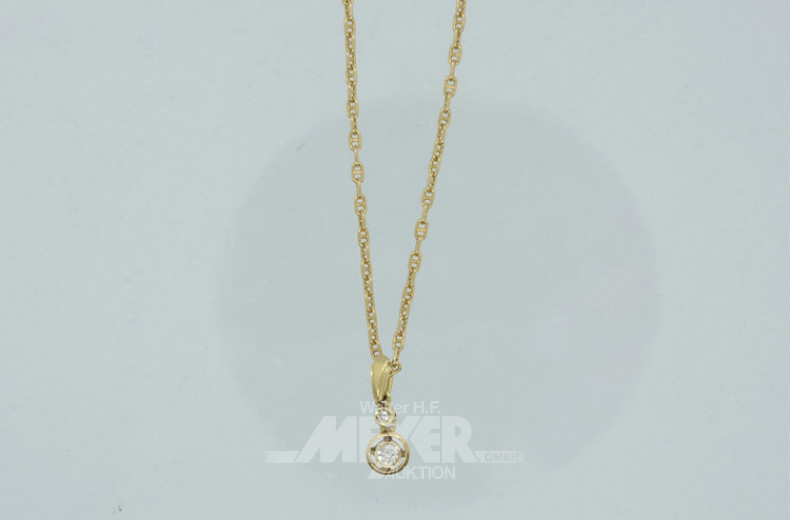 Kette mit Anhänger, 585er GG, besetzt