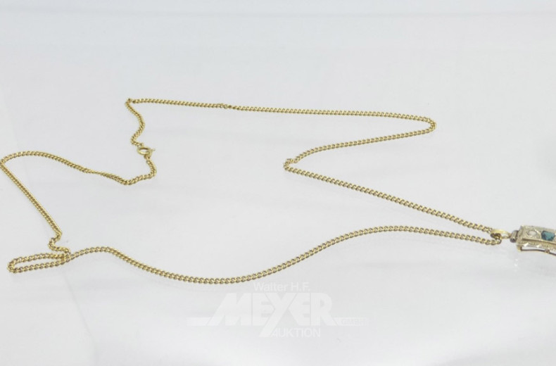 Kette mit Anhänger, 585er GG, besetzt