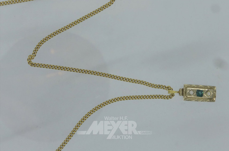 Kette mit Anhänger, 585er GG, besetzt