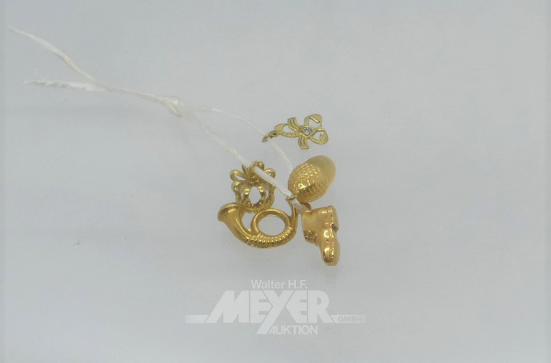 4 Kettenanhänger, 333er/585er GG, ca. 7 g.