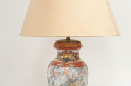 China-Vasen-Lampenpaar, Schirme beige,