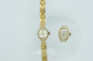 2 Damenarmbanduhren, 585er GG,