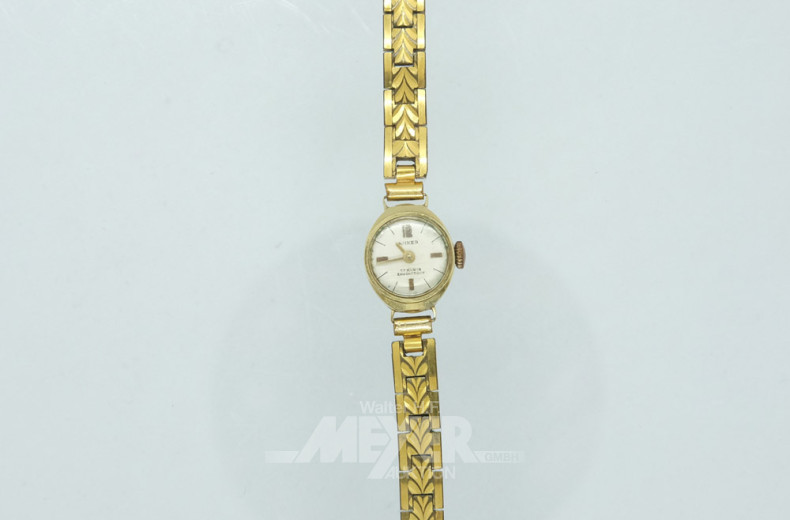 2 Damenarmbanduhren, 585er GG,