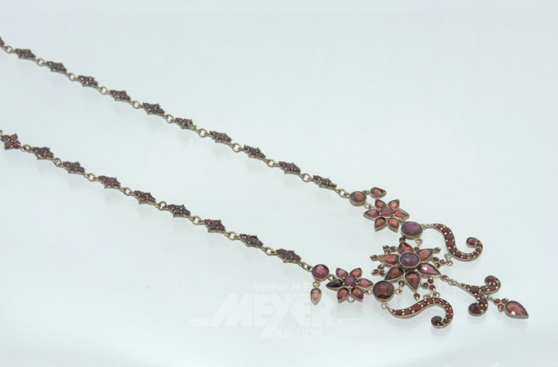 Granat-Collier, vergoldet