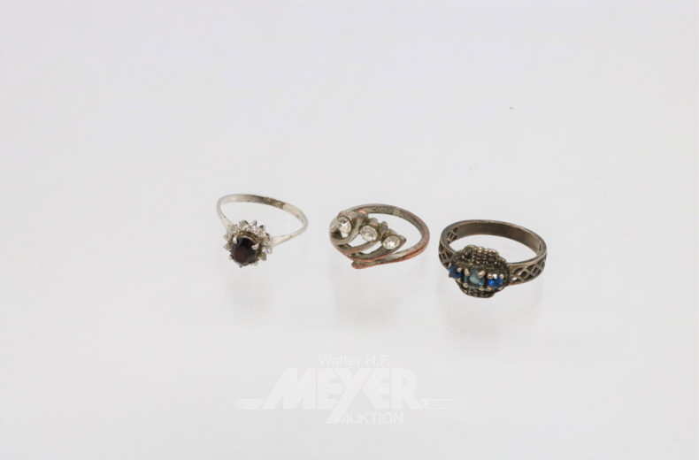 3 Damenringe u.a. Silber