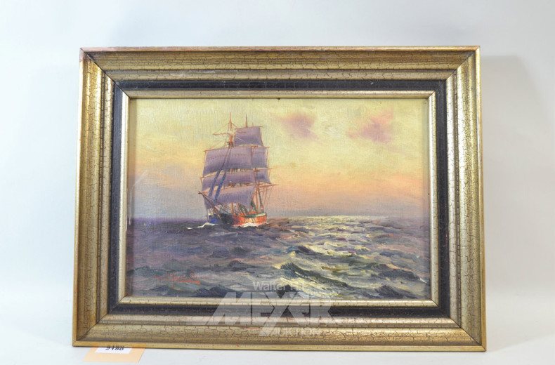 Gemälde ''Seestück mit Zweimastbark''
