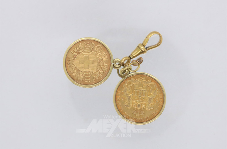Münzanhänger mit Goldmünzen in
