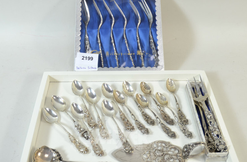 26 Besteckteile, 800er Silber