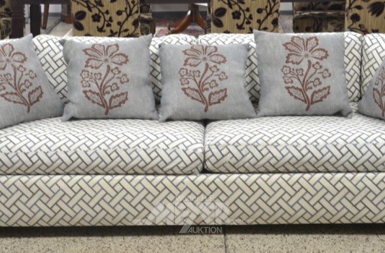 2 Polstersofas, 3-sitzig, Bezug hell