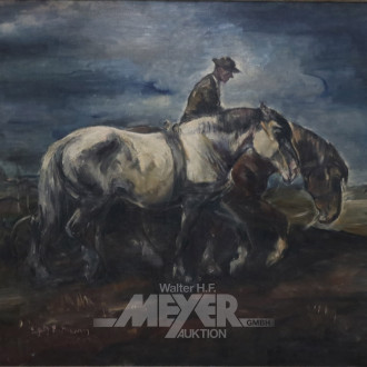 Gemälde ''Bauer mit Pferdegespann''