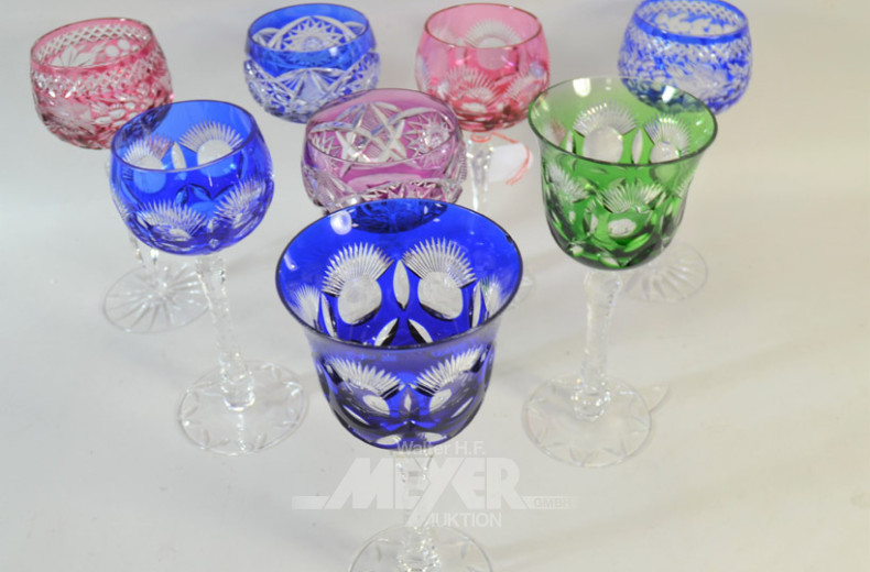 8 farbige ''Römergläser''