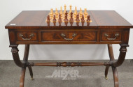 Spieltisch, Mahagoni mit Schach- und