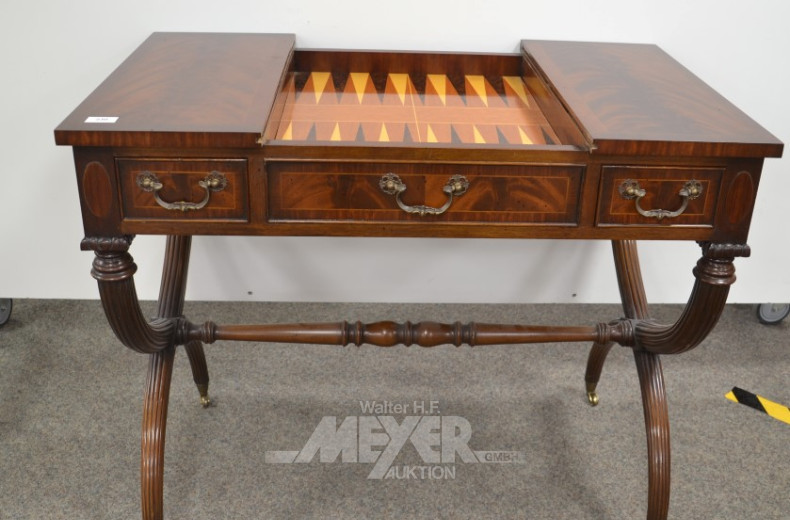 Spieltisch, Mahagoni mit Schach- und