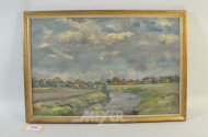 Gemälde ''Dorf, Fluss''