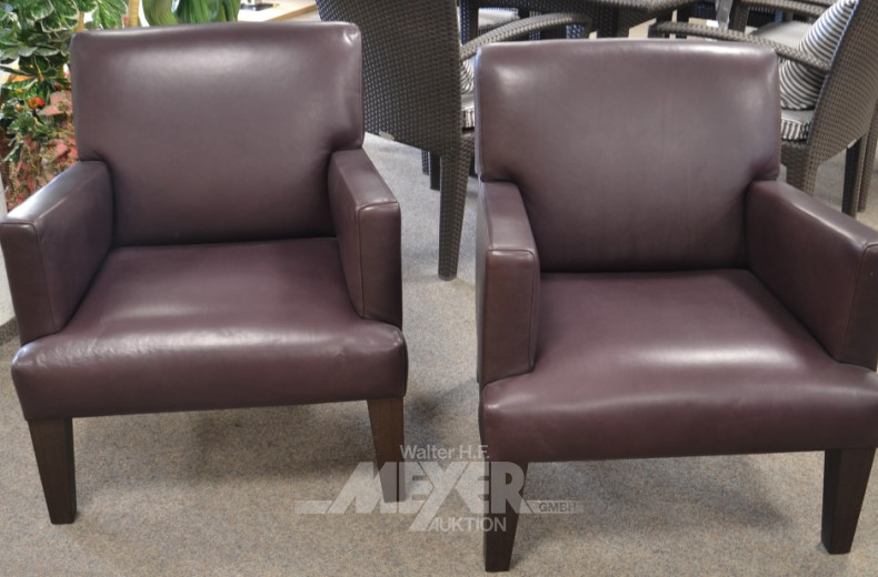 2 kl. Cocktail-Damensessel, Bezug Leder,
