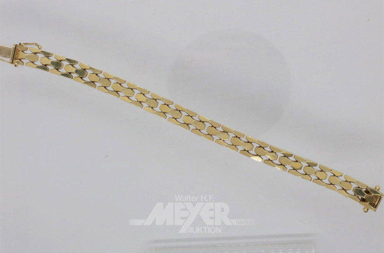 Gliederarmband, 585er GG, ca. 20 g.
