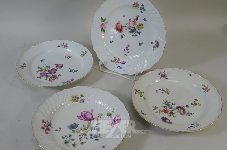 4 alte Porz.-Speiseteller, MEISSEN