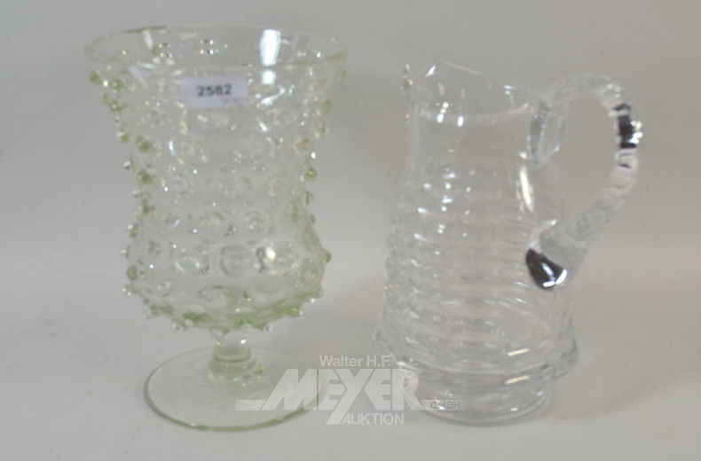 3 Kristall-Krüge und 1 Vase