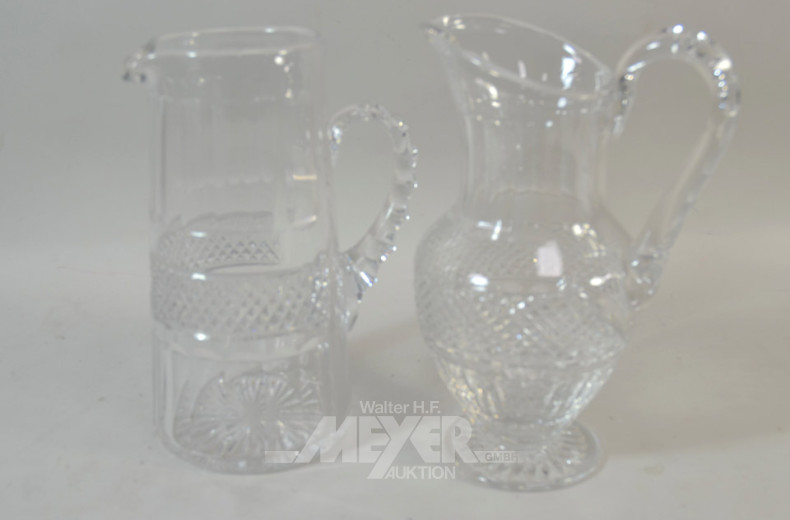 3 Kristall-Krüge und 1 Vase