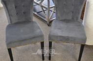 Paar Polsterstühle, Velours blau/grau