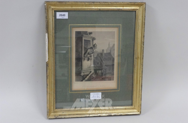 3 Kupferstiche u. 1 Lithografie: