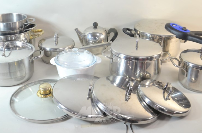 gr. Posten Hausrat: Töpfe, Pfannen,