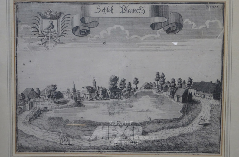 2 Stich ''Schloss Glaneck'', ca. 25 x 35 cm